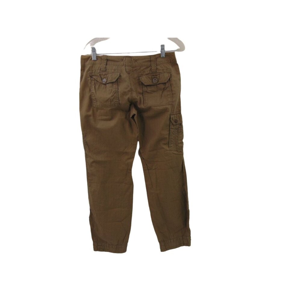 Hei Hei Anthropologie Green Pants 4 Shadow Stripe Cargo Pockets Low Rise Zipper - Picture 4 of 12
